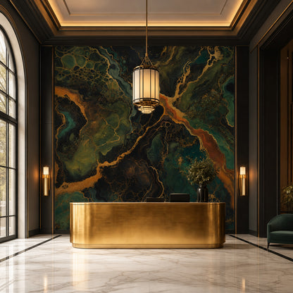 Dark Abstract Wallpaper Marble Effect Removable Fluid Art Wall Decor