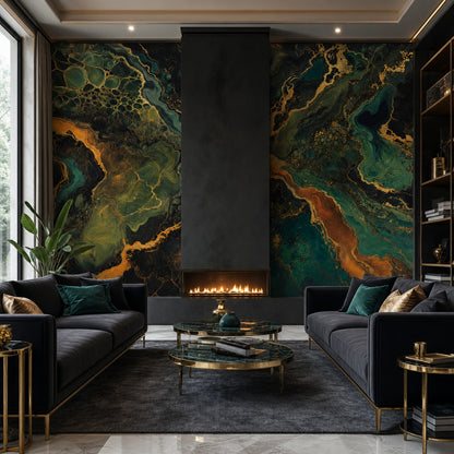 Dark Abstract Wallpaper Marble Effect Removable Fluid Art Wall Decor