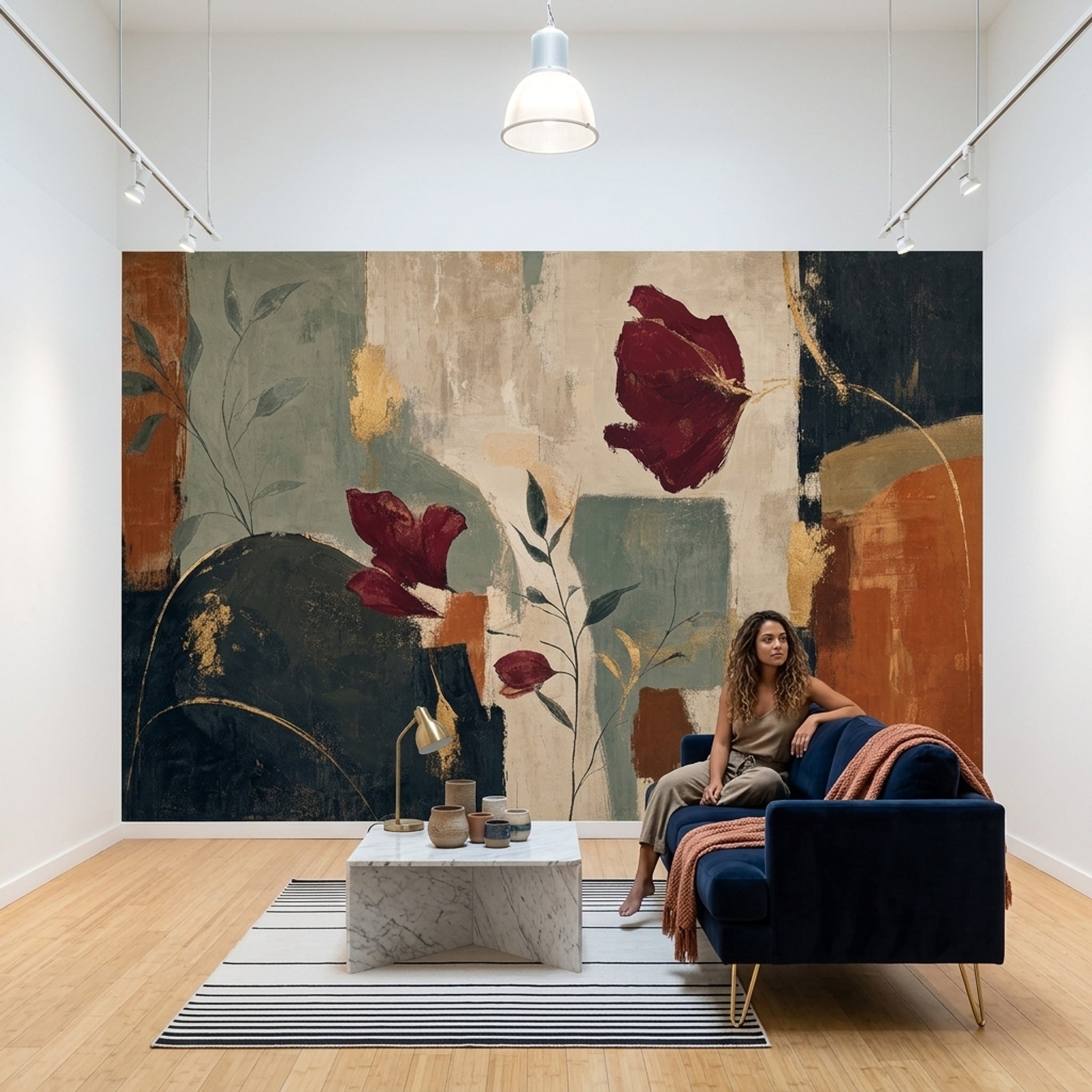 Muted Green Wallpaper Sage Green Terracotta Wall Mural