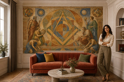 Sacred Geometry Wallpaper Fresco Renaissance Wall Mural