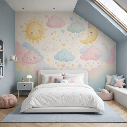White Background Wallpaper Nursery Removable Kids Wall Decor