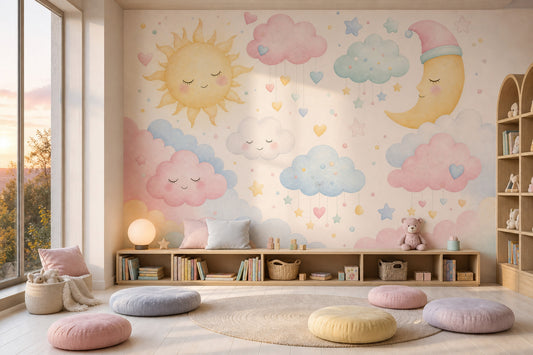White Background Wallpaper Nursery Removable Kids Wall Decor