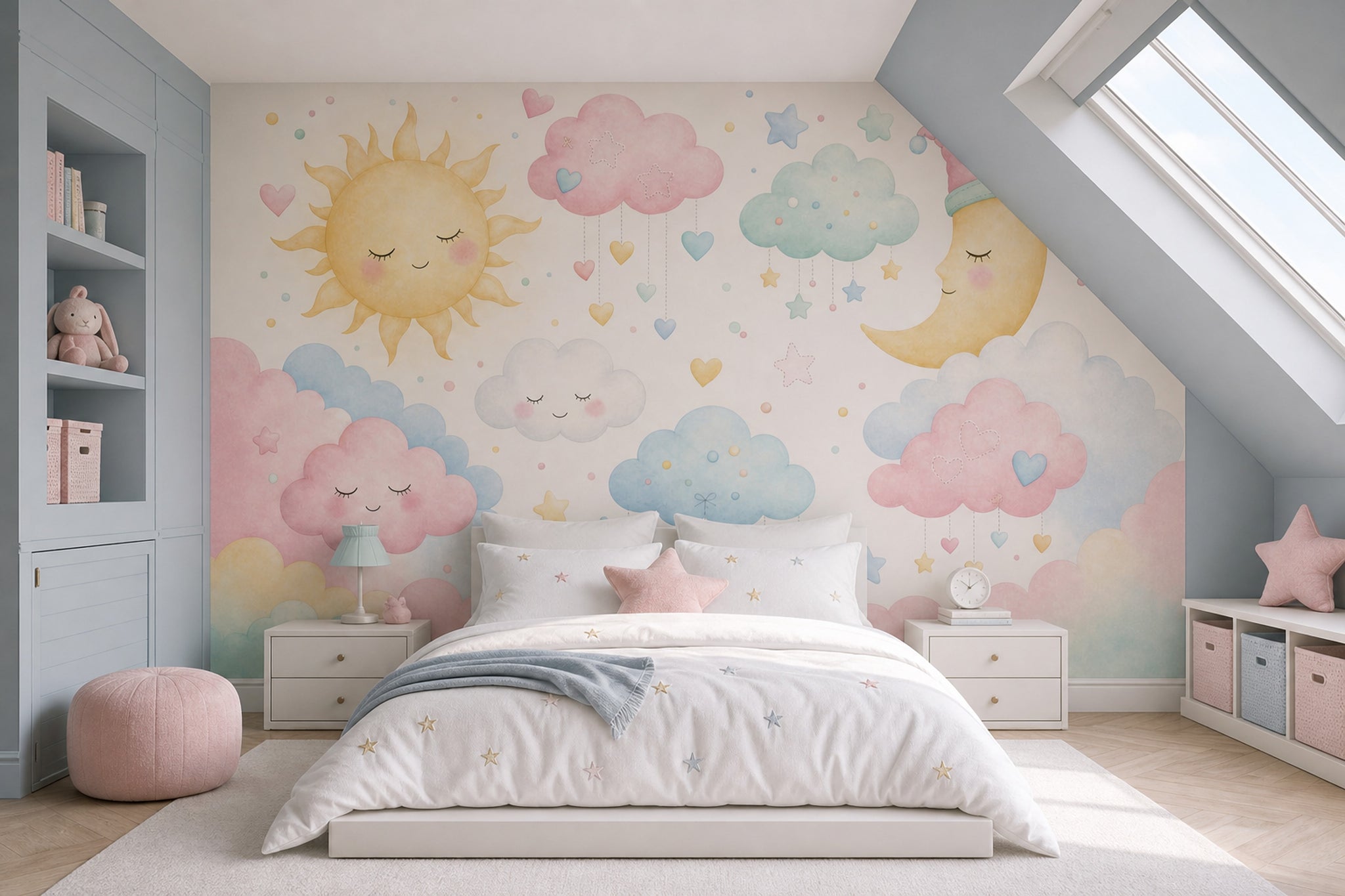 White Background Wallpaper Nursery Removable Kids Wall Decor