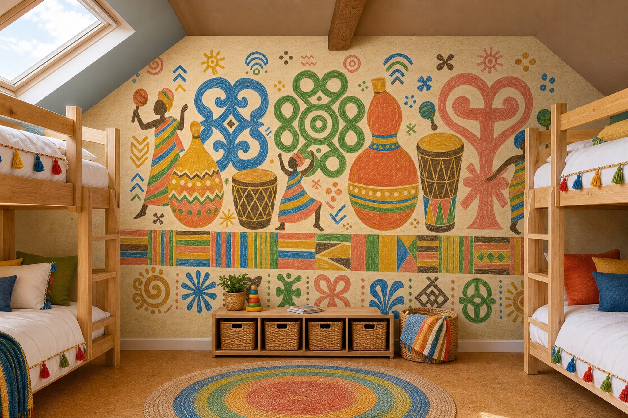 African Folk Art Wallpaper Global Inspired Tribal Motifs Wall Mural