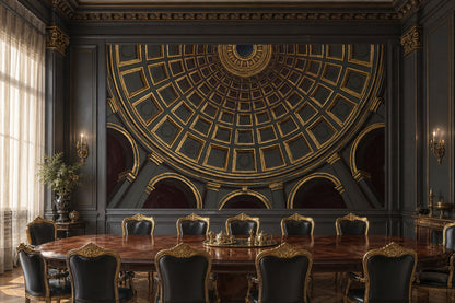 Domed Ceiling Wallpaper Coffered Classical Architecture Wall Mural