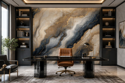 Abstract Marble Wallpaper Gold Veining Removable Luxury Glam Wall Decor