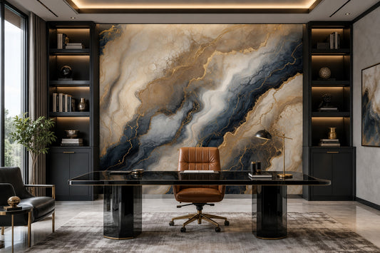 Abstract Marble Wallpaper Gold Veining Removable Luxury Glam Wall Decor