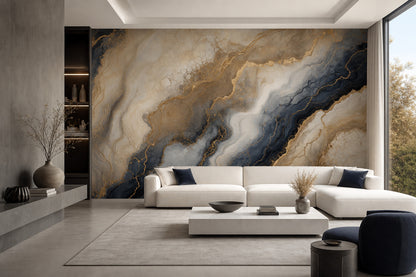 Abstract Marble Wallpaper Gold Veining Removable Luxury Glam Wall Decor