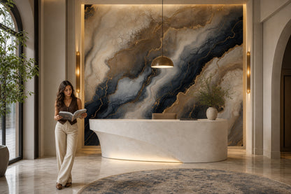 Abstract Marble Wallpaper Gold Veining Removable Luxury Glam Wall Decor