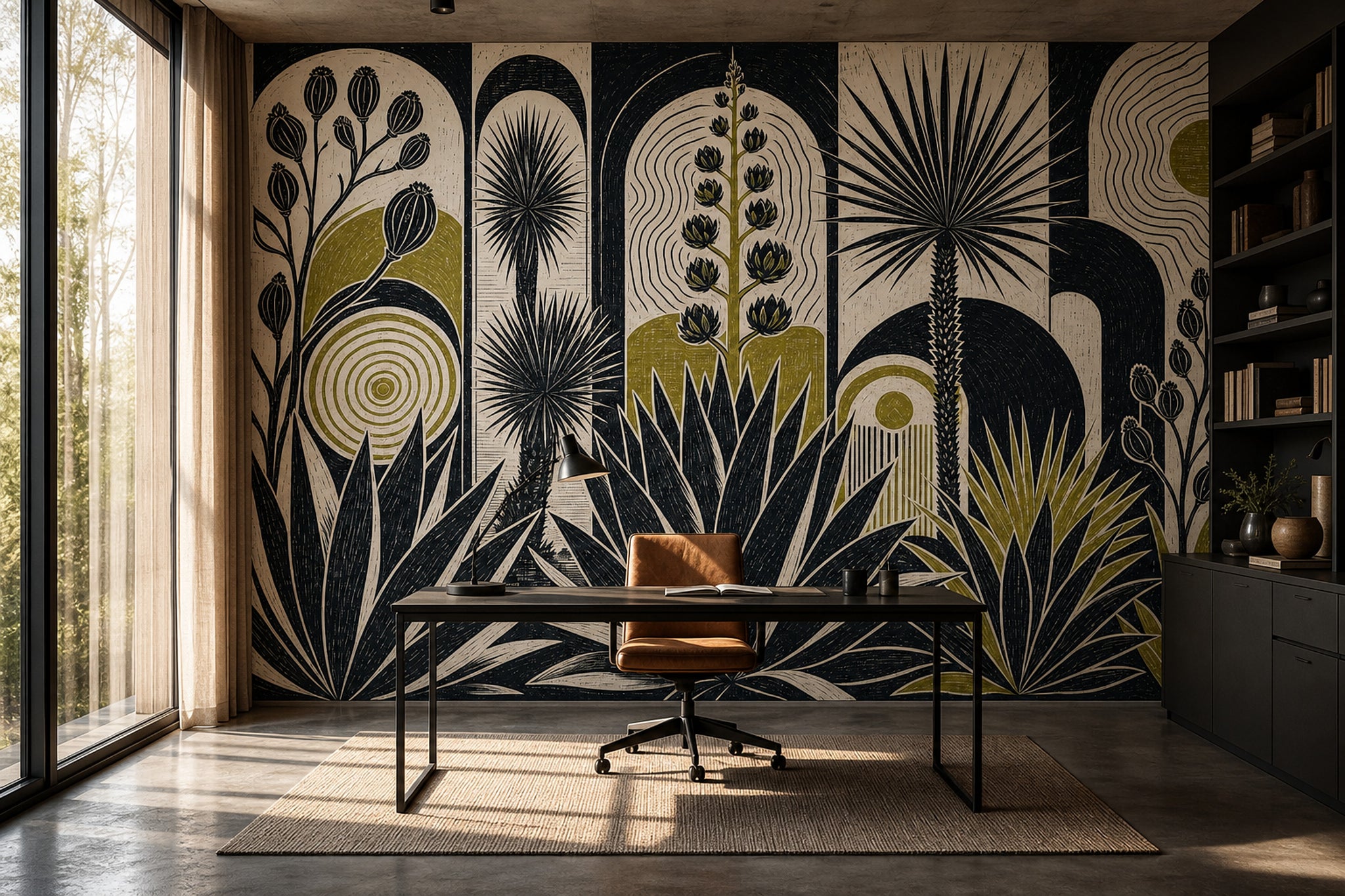 Muted Green Wallpaper Olive Botanical Wall Mural