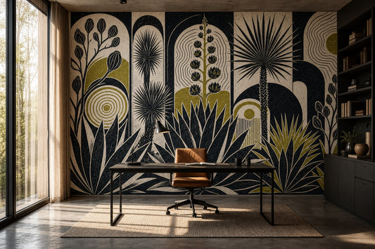 Muted Green Wallpaper Olive Botanical Wall Mural