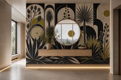 Muted Green Wallpaper Olive Botanical Wall Mural