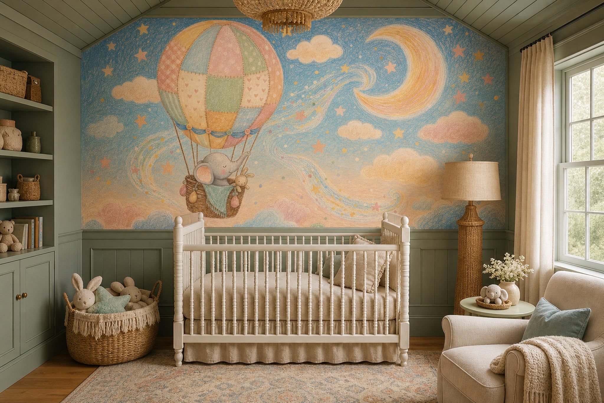 Hot Air Balloon Wallpaper Nursery Removable Kids Wall Decor