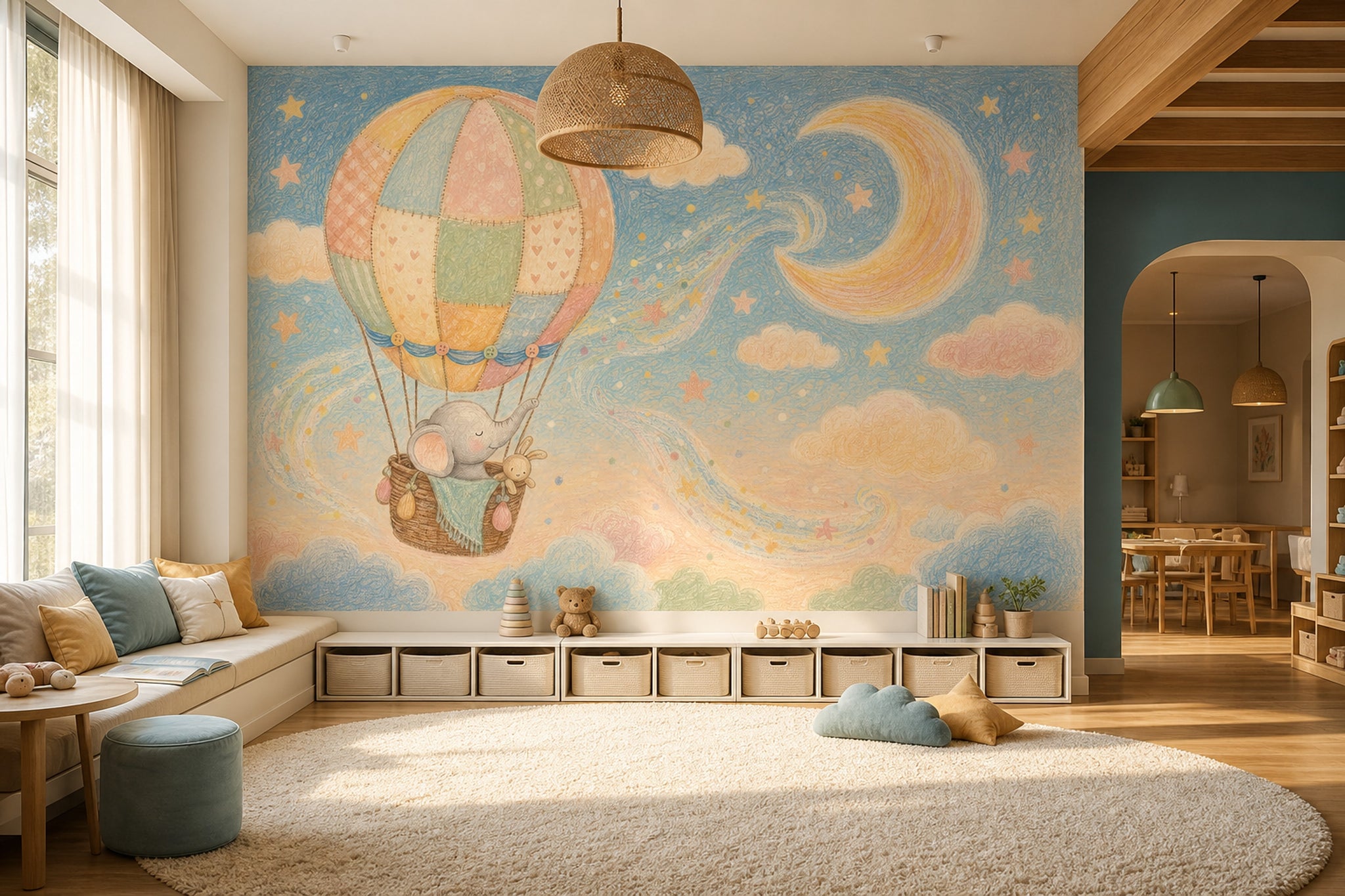 Hot Air Balloon Wallpaper Nursery Removable Kids Wall Decor