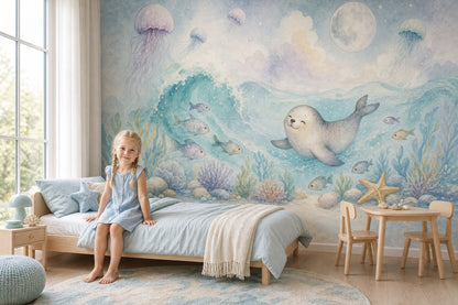 Seal Wallpaper Watercolor Ocean Wall Mural