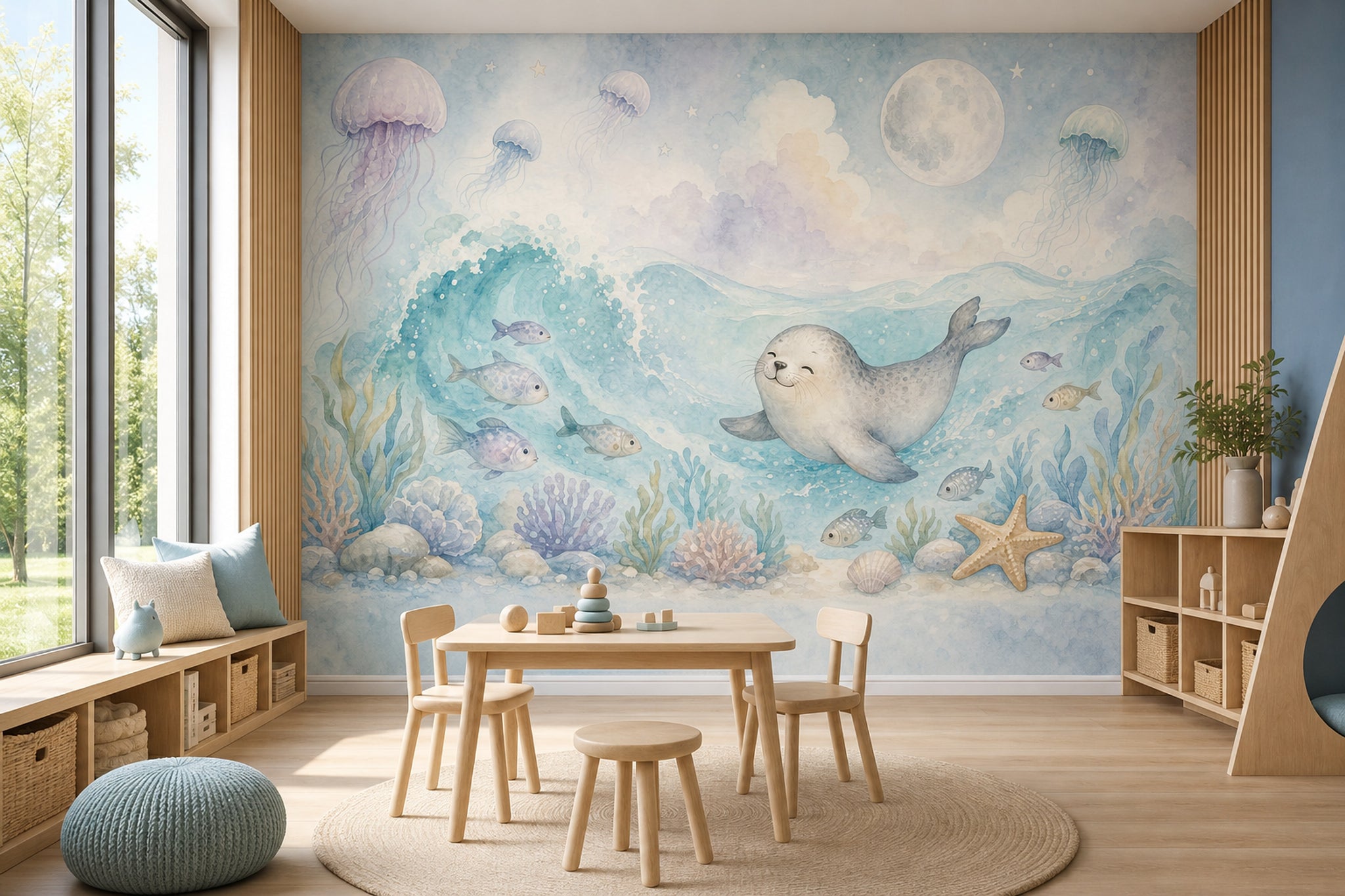Seal Wallpaper Watercolor Ocean Wall Mural