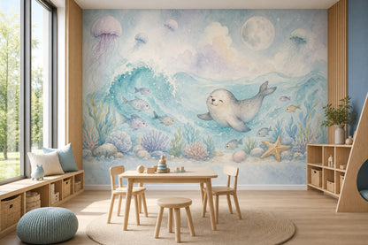Seal Wallpaper Watercolor Ocean Wall Mural