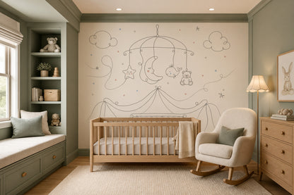 Nursery Wallpaper Baby Mobile Removable Moon And Star Wall Decor