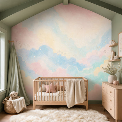 Topographic Map Wallpaper Contour Lines Pastel Sky Removable Wall Decor