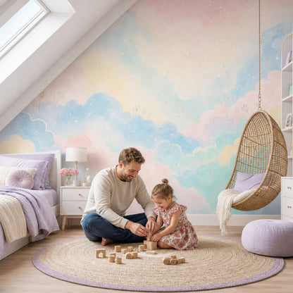 Topographic Map Wallpaper Contour Lines Pastel Sky Removable Wall Decor