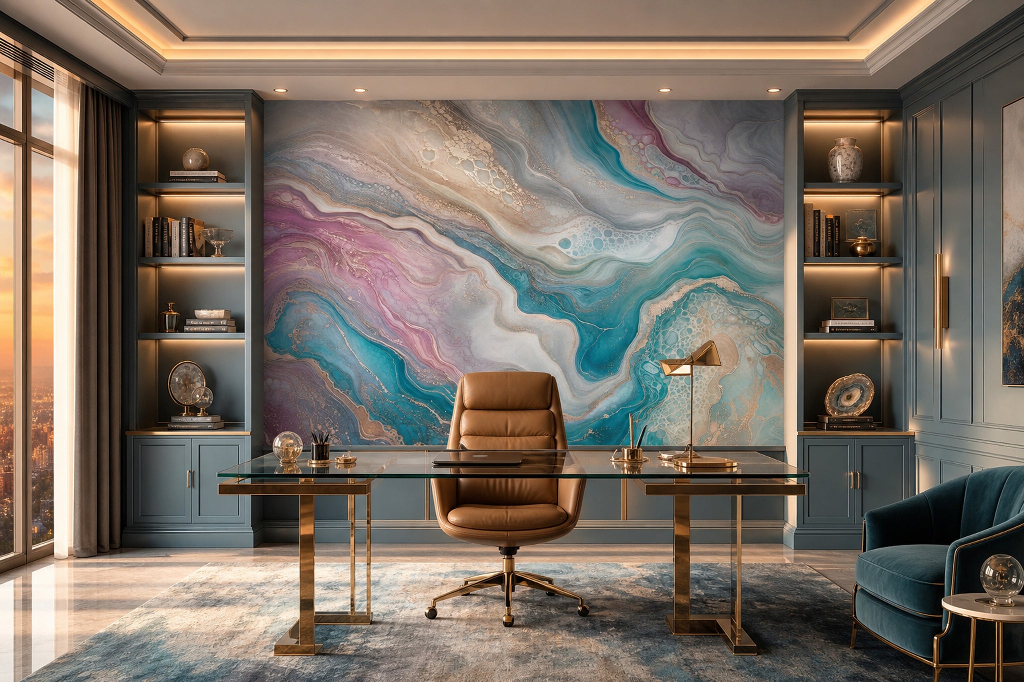Geode Inspired Wallpaper Marble Effect Fluid Ink Art Wall Mural