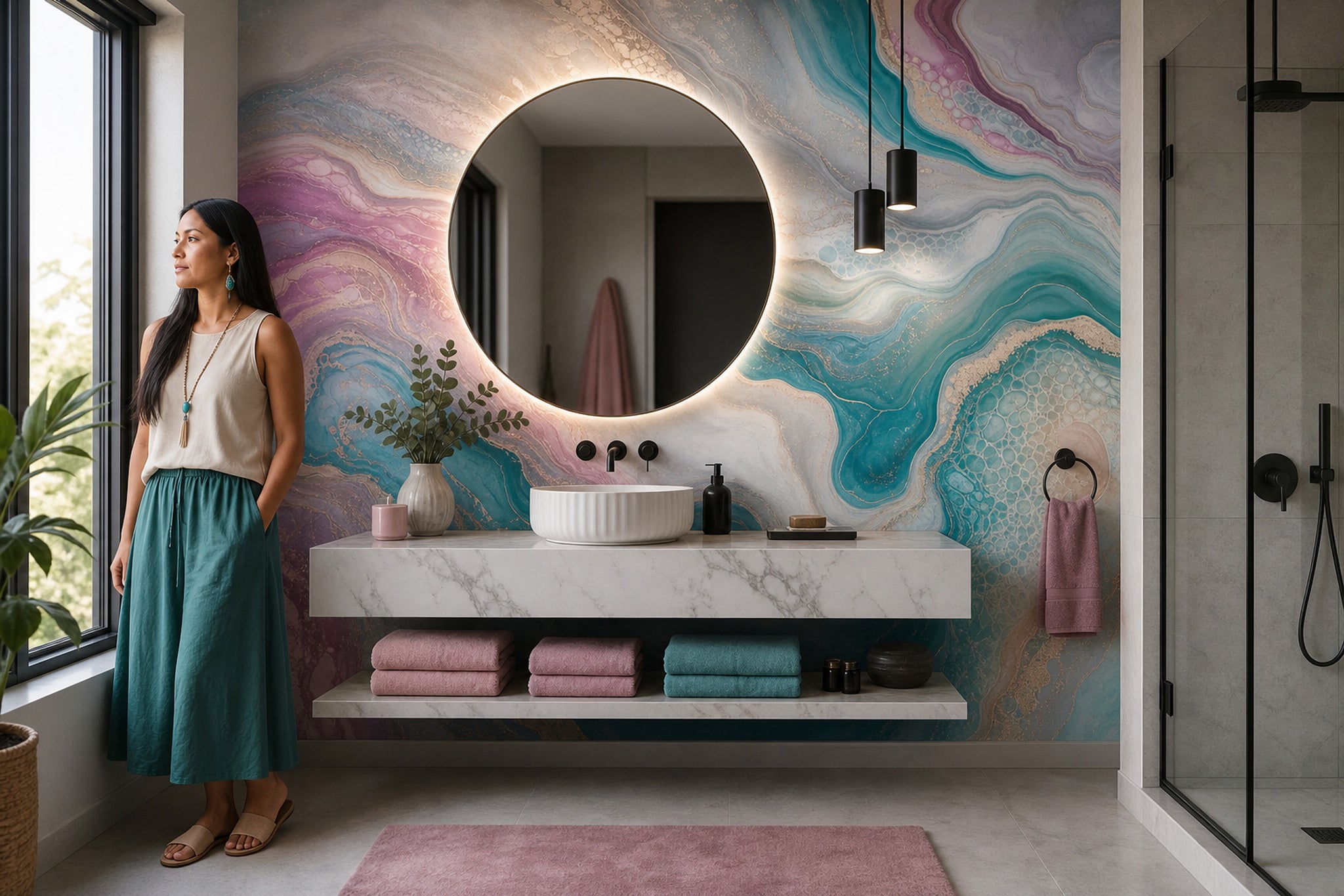 Geode Inspired Wallpaper Marble Effect Fluid Ink Art Wall Mural