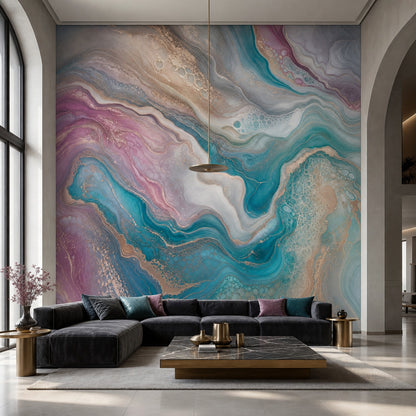 Geode Inspired Wallpaper Marble Effect Fluid Ink Art Wall Mural