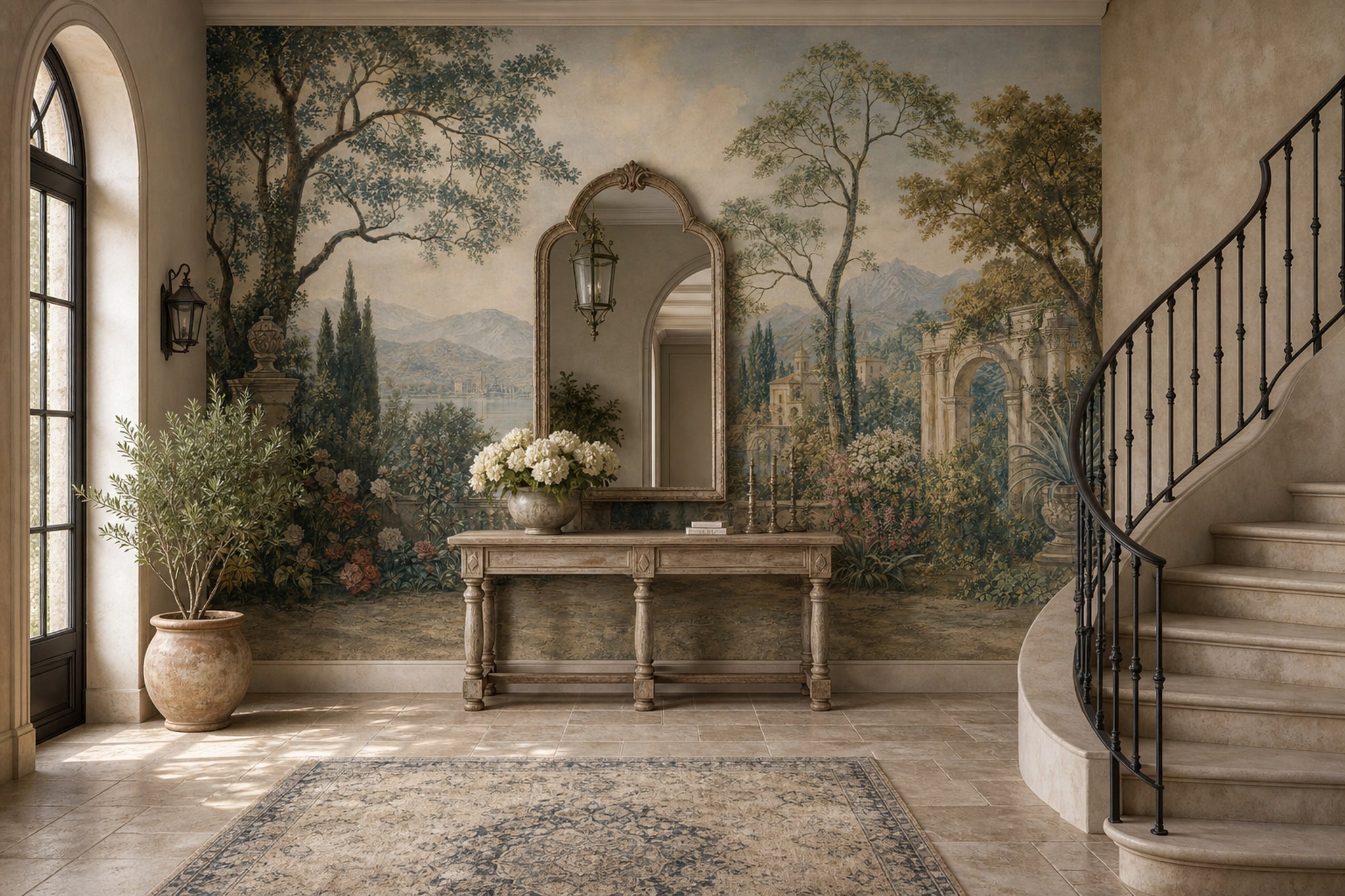Italian Lake Wallpaper Mediterranean Removable Classical Garden Wall Decor