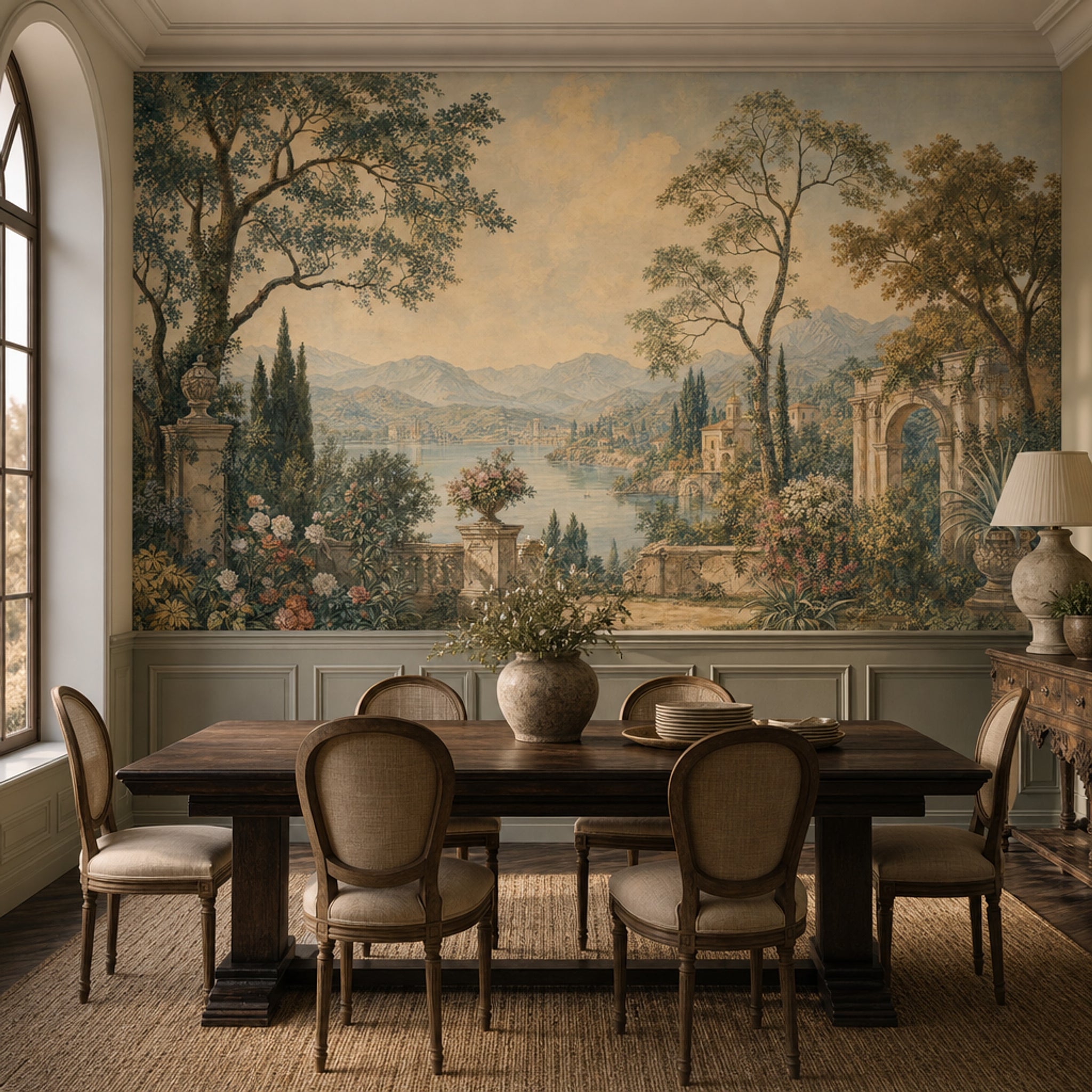 Italian Lake Wallpaper Mediterranean Removable Classical Garden Wall Decor