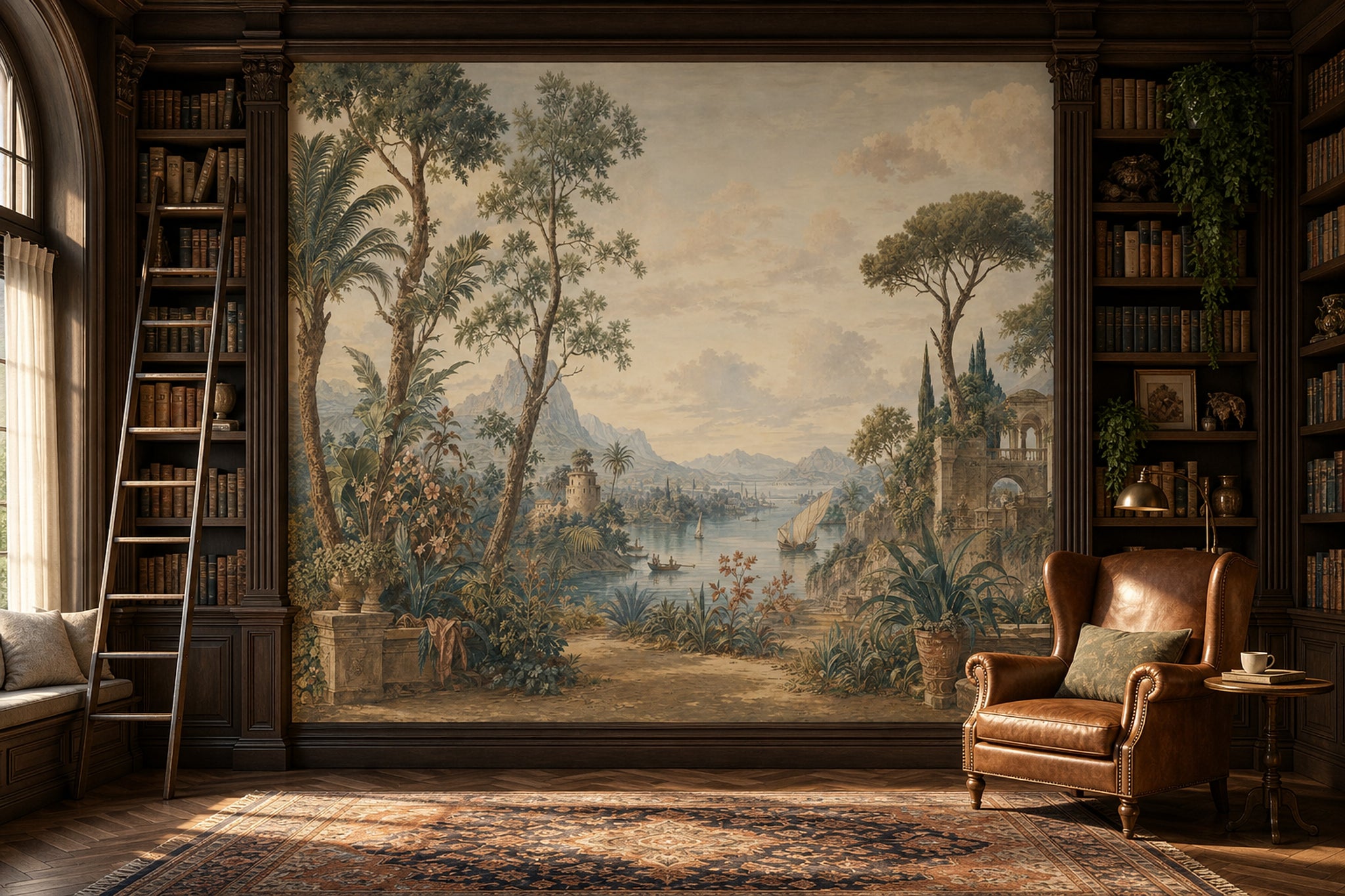 Classical Landscape Wallpaper Mediterranean Italianate Ruins Removable Wall Decor