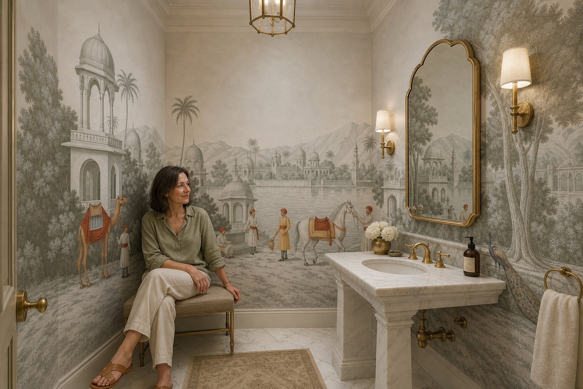 Indian Palace Wallpaper Domed Pavilions Landscape Mural Wall Mural
