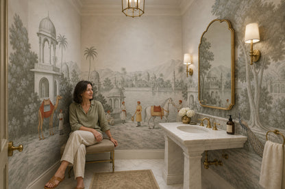 Indian Palace Wallpaper Domed Pavilions Landscape Mural Wall Mural