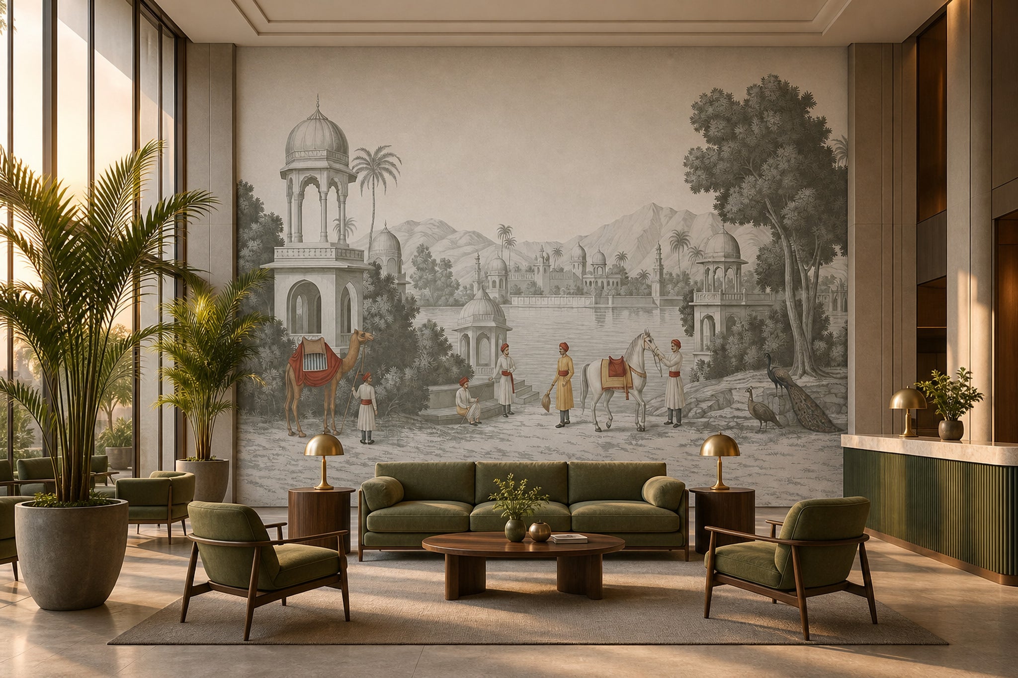 Indian Palace Wallpaper Domed Pavilions Landscape Mural Wall Mural