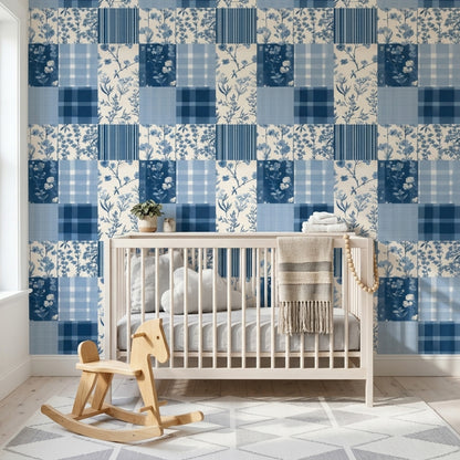 Patchwork Quilt Wallpaper Floral Botanical Plaid Checks Removable Wall Decor