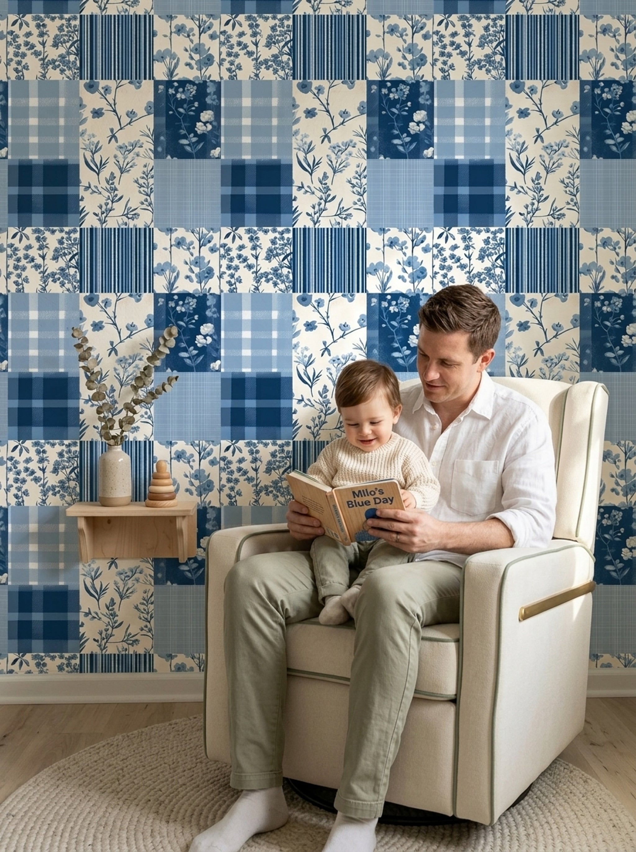 Patchwork Quilt Wallpaper Floral Botanical Plaid Checks Removable Wall Decor