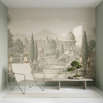 Mughal Garden Wallpaper Palace Pavilion Lotus Pond Removable Wall Decor