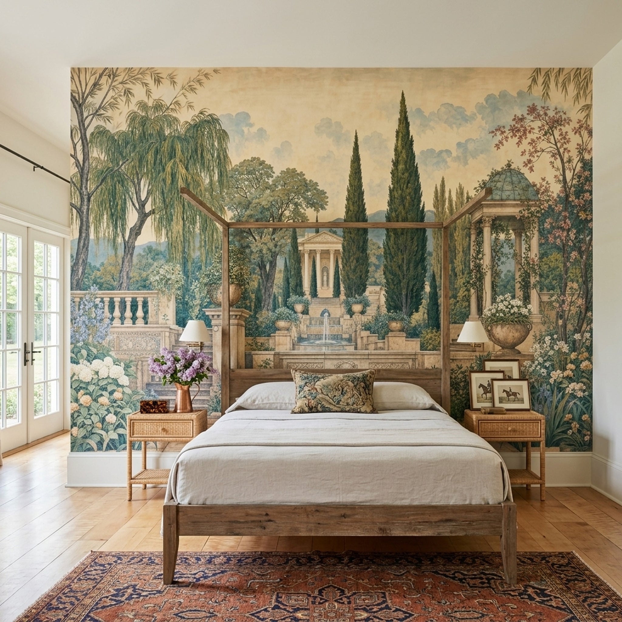 Classical Garden Wallpaper Mediterranean Villa Removable Stone Terrace Wall Decor