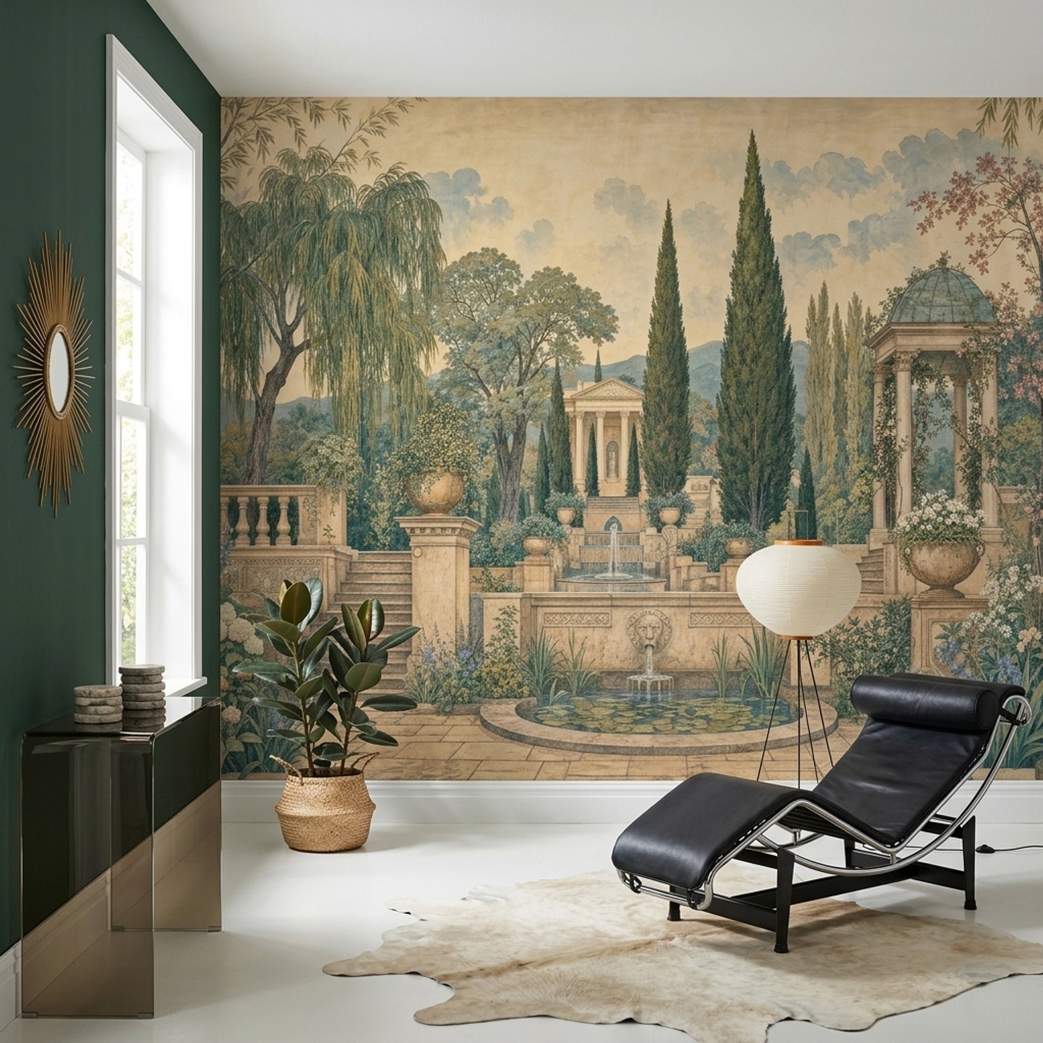 Classical Garden Wallpaper Mediterranean Villa Removable Stone Terrace Wall Decor