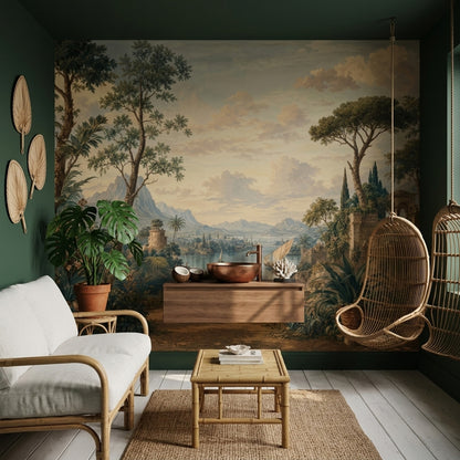 Classical Landscape Wallpaper Mediterranean Italianate Ruins Removable Wall Decor