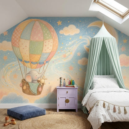 Hot Air Balloon Wallpaper Nursery Removable Kids Wall Decor
