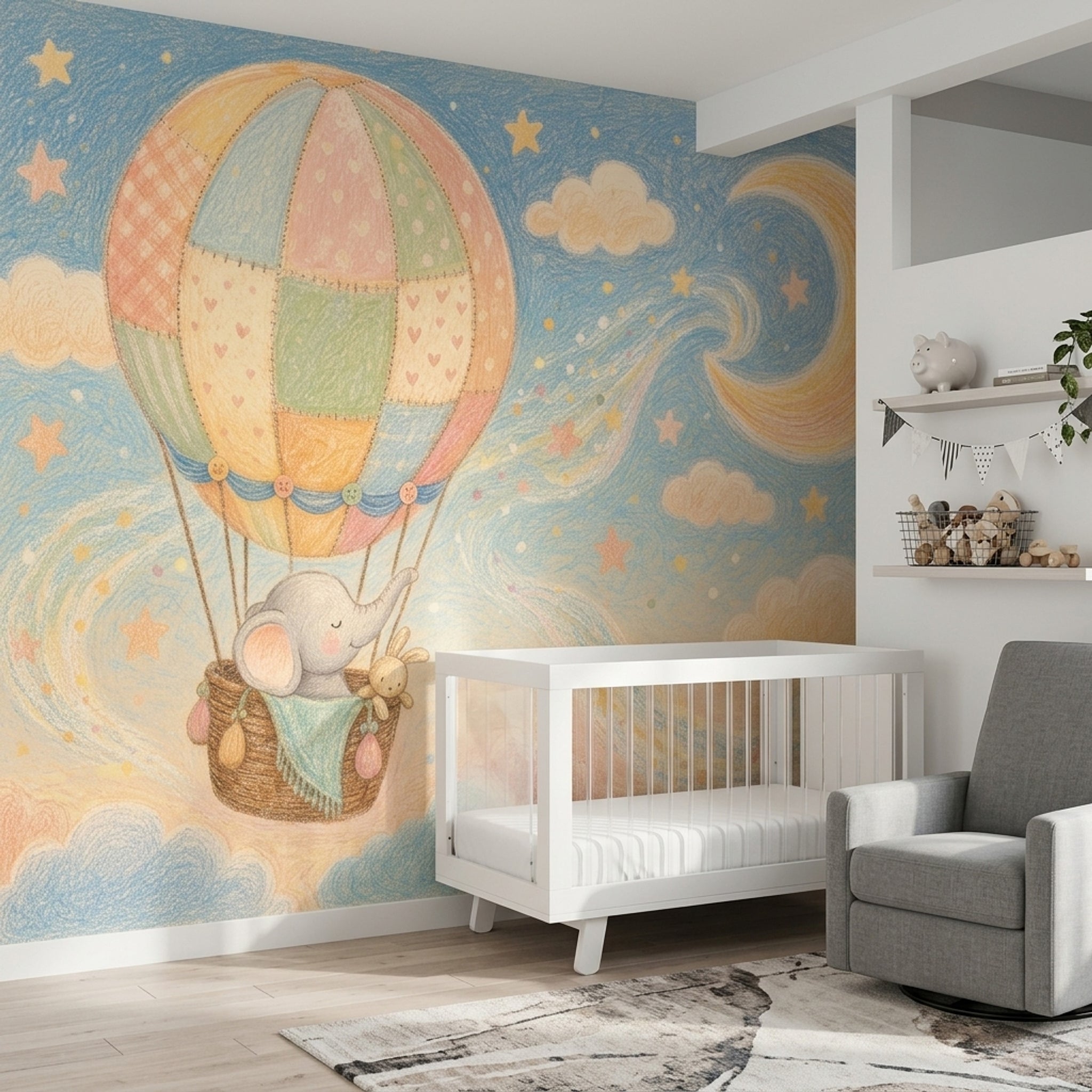 Hot Air Balloon Wallpaper Nursery Removable Kids Wall Decor