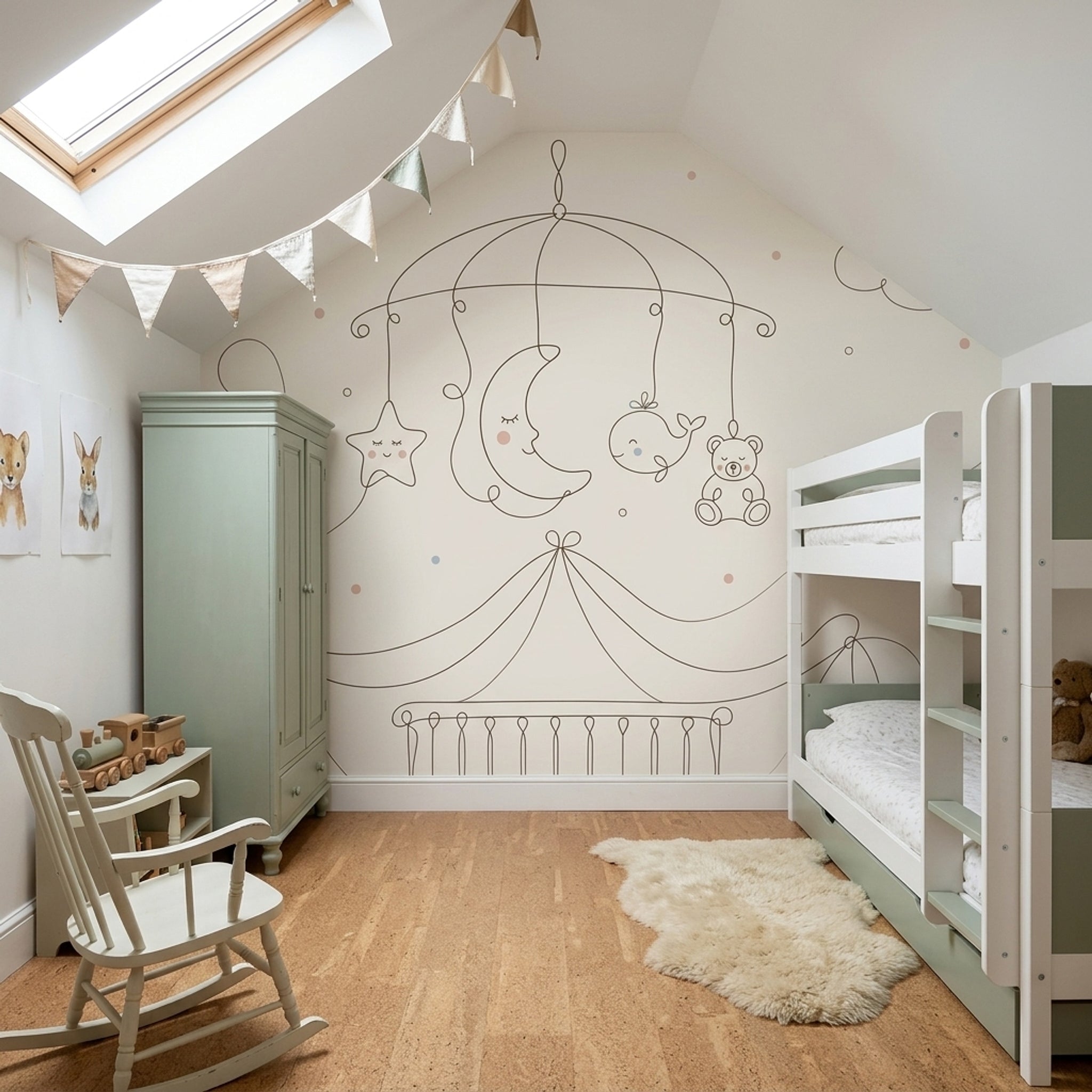 Nursery Wallpaper Baby Mobile Removable Moon And Star Wall Decor
