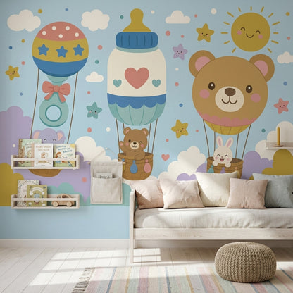 Hot Air Balloons Wallpaper Kids Nursery Removable Wall Decor