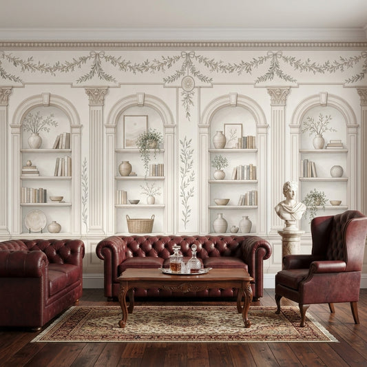 Muted Green Wallpaper Vintage Neoclassical Removable Wall Decor