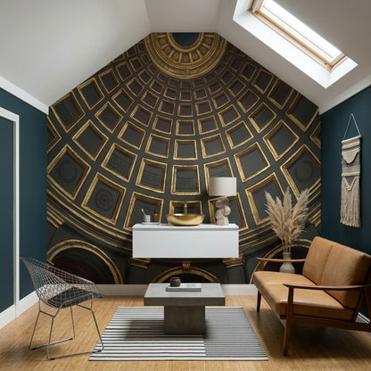 Domed Ceiling Wallpaper Coffered Classical Architecture Wall Mural