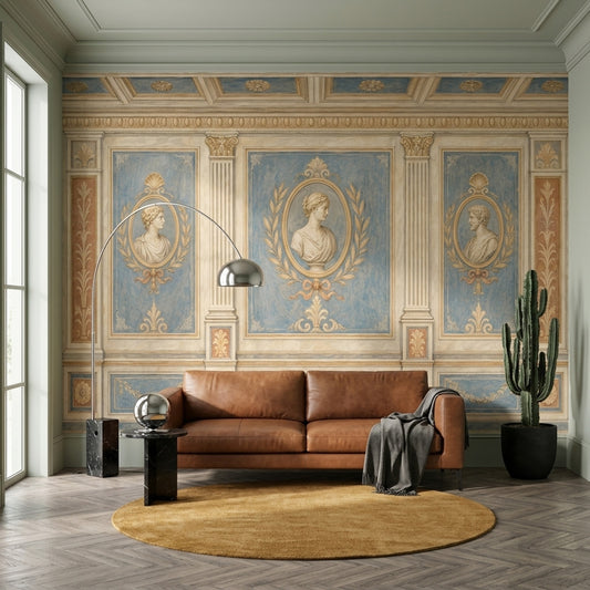 Neoclassical Wallpaper Greek Roman Removable Cameo Busts Wall Decor