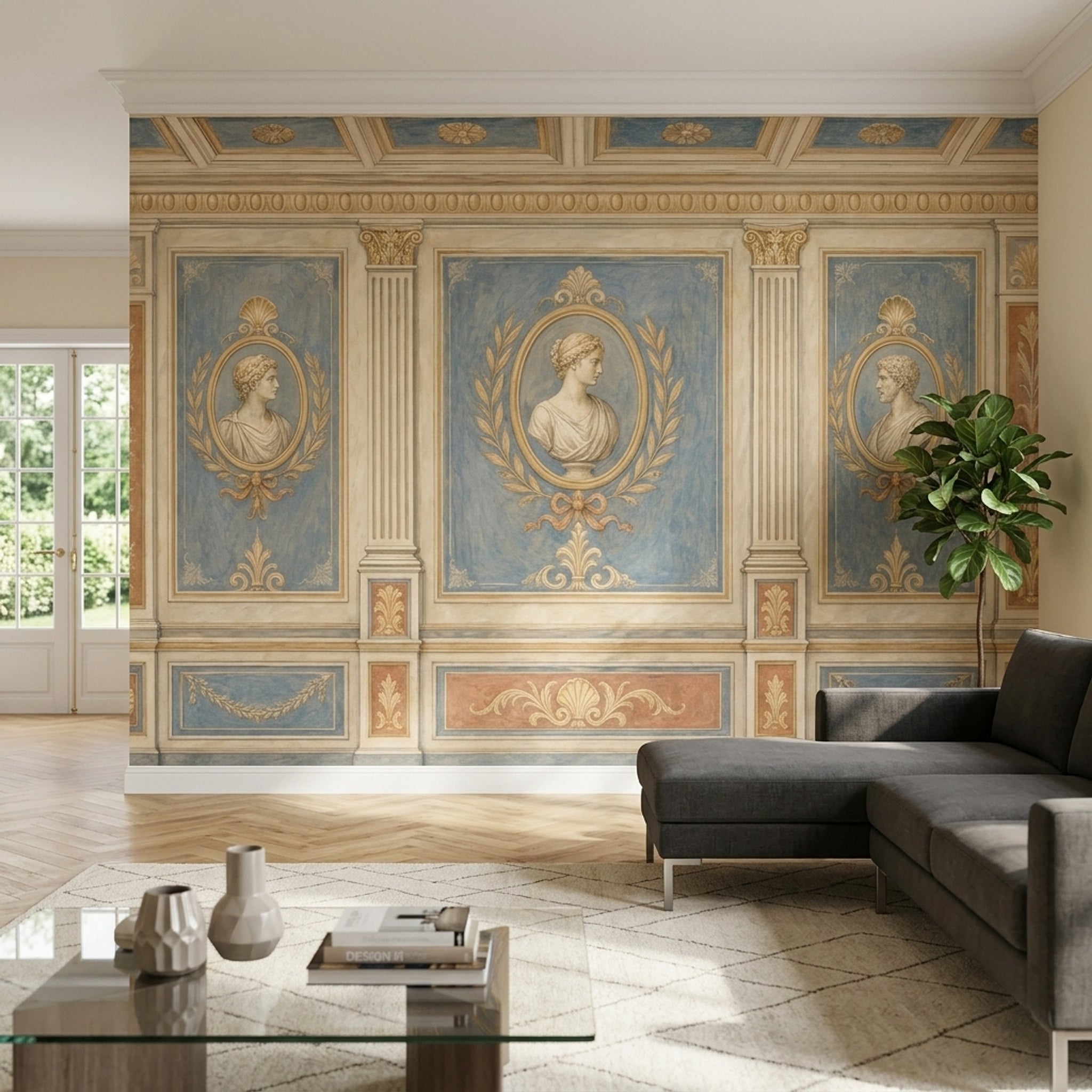 Neoclassical Wallpaper Greek Roman Removable Cameo Busts Wall Decor