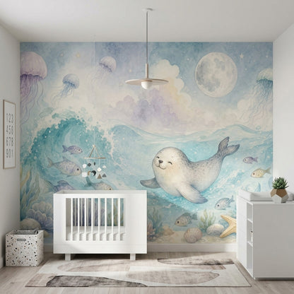 Seal Wallpaper Watercolor Ocean Wall Mural