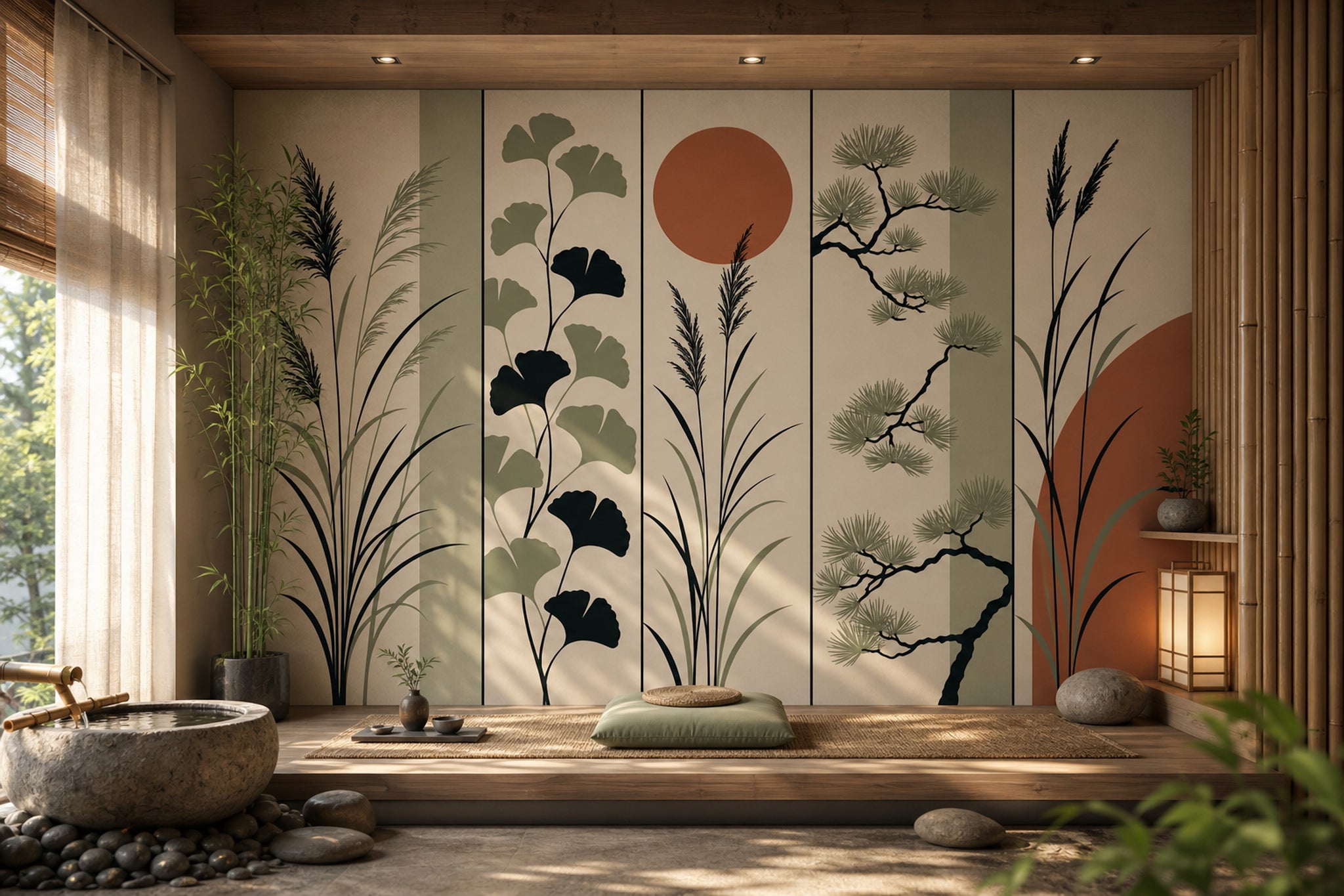 Botanical Wallpaper Minimalist Removable Sage Green Wall Decor