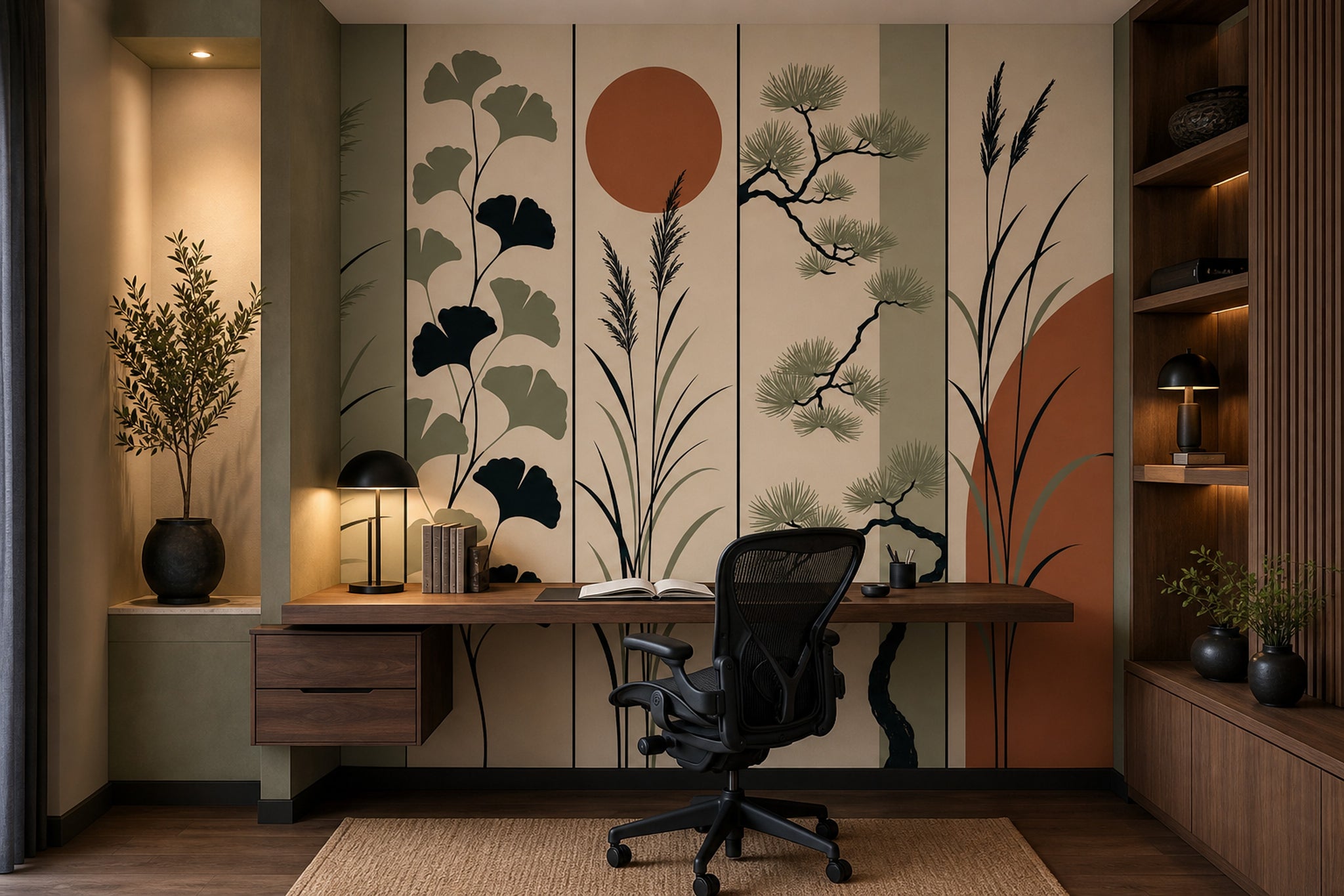 Botanical Wallpaper Minimalist Removable Sage Green Wall Decor